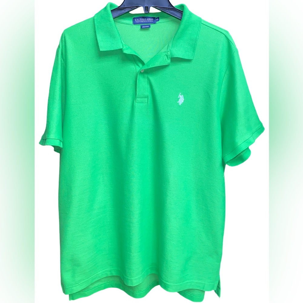 U.S. Polo Assn. Neon Green Polo Shirt with White Logo - Picture 4 of 5